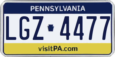 PA license plate LGZ4477