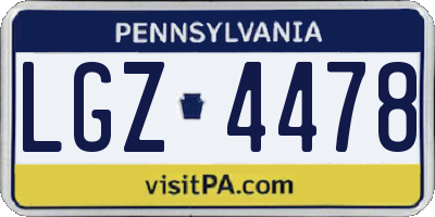 PA license plate LGZ4478
