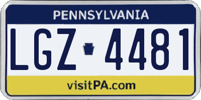 PA license plate LGZ4481