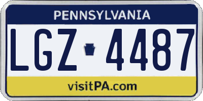 PA license plate LGZ4487