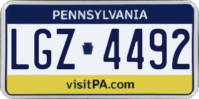 PA license plate LGZ4492
