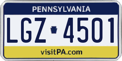 PA license plate LGZ4501