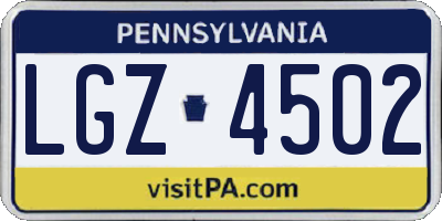 PA license plate LGZ4502
