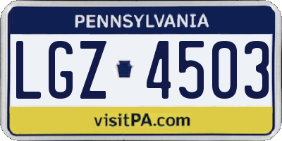 PA license plate LGZ4503