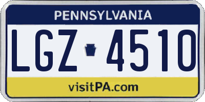 PA license plate LGZ4510