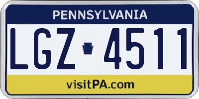 PA license plate LGZ4511
