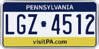 PA license plate LGZ4512