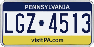 PA license plate LGZ4513