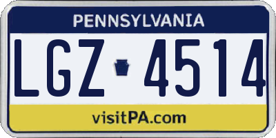 PA license plate LGZ4514