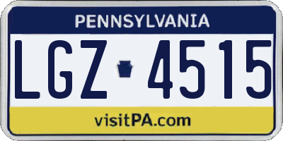 PA license plate LGZ4515