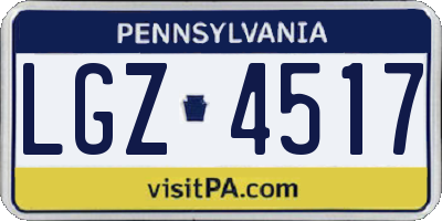 PA license plate LGZ4517