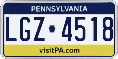 PA license plate LGZ4518