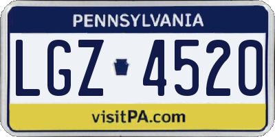 PA license plate LGZ4520