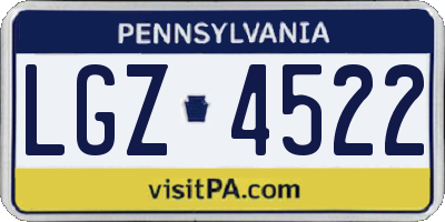 PA license plate LGZ4522