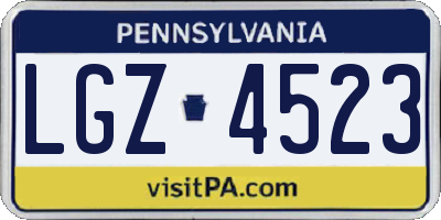 PA license plate LGZ4523