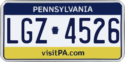 PA license plate LGZ4526
