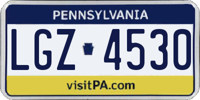 PA license plate LGZ4530
