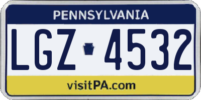 PA license plate LGZ4532