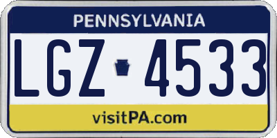 PA license plate LGZ4533
