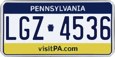PA license plate LGZ4536