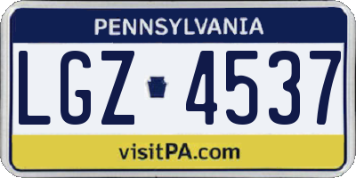 PA license plate LGZ4537