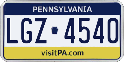 PA license plate LGZ4540