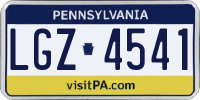PA license plate LGZ4541