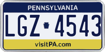 PA license plate LGZ4543