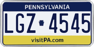 PA license plate LGZ4545