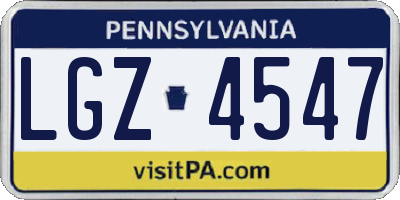 PA license plate LGZ4547