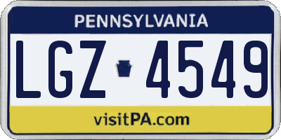 PA license plate LGZ4549