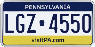 PA license plate LGZ4550