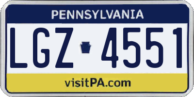 PA license plate LGZ4551