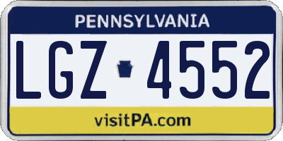 PA license plate LGZ4552