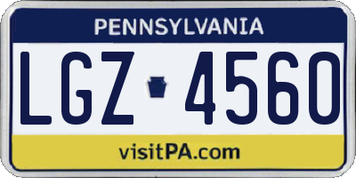 PA license plate LGZ4560