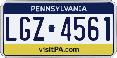 PA license plate LGZ4561