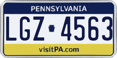 PA license plate LGZ4563