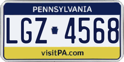 PA license plate LGZ4568