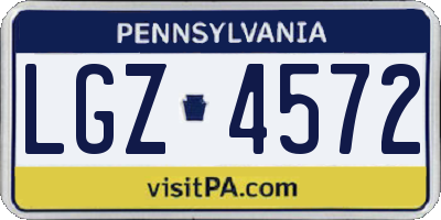 PA license plate LGZ4572