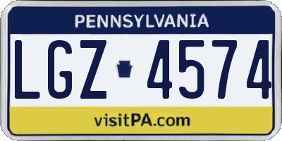PA license plate LGZ4574
