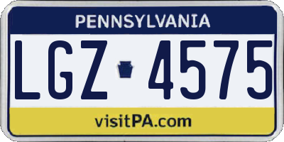 PA license plate LGZ4575