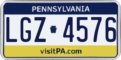 PA license plate LGZ4576