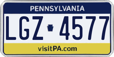 PA license plate LGZ4577