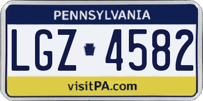 PA license plate LGZ4582