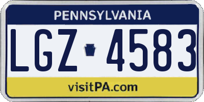 PA license plate LGZ4583