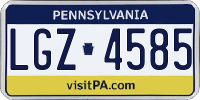 PA license plate LGZ4585