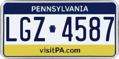 PA license plate LGZ4587