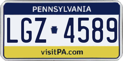 PA license plate LGZ4589