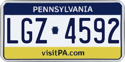 PA license plate LGZ4592