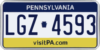PA license plate LGZ4593